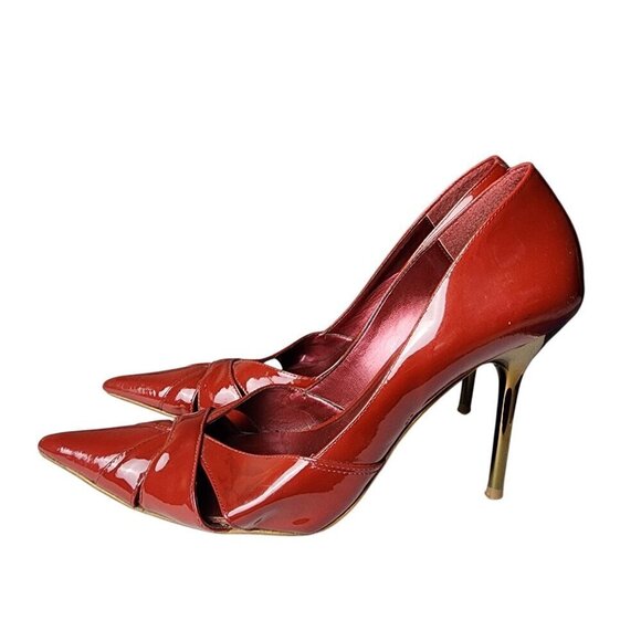 Aldo Sexy Y2K Red Patent Leather Stiletto Pointed Toe Cutout Pumps Size 9 - Picture 4 of 13
